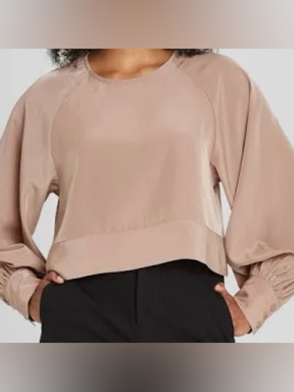 Prologue Satin-Feel Blouse in Dusty Rose